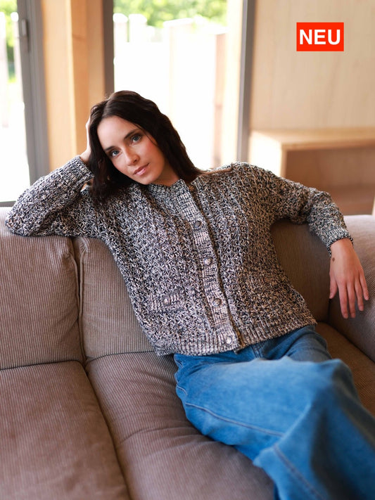 Dreifarbige Strickjacke