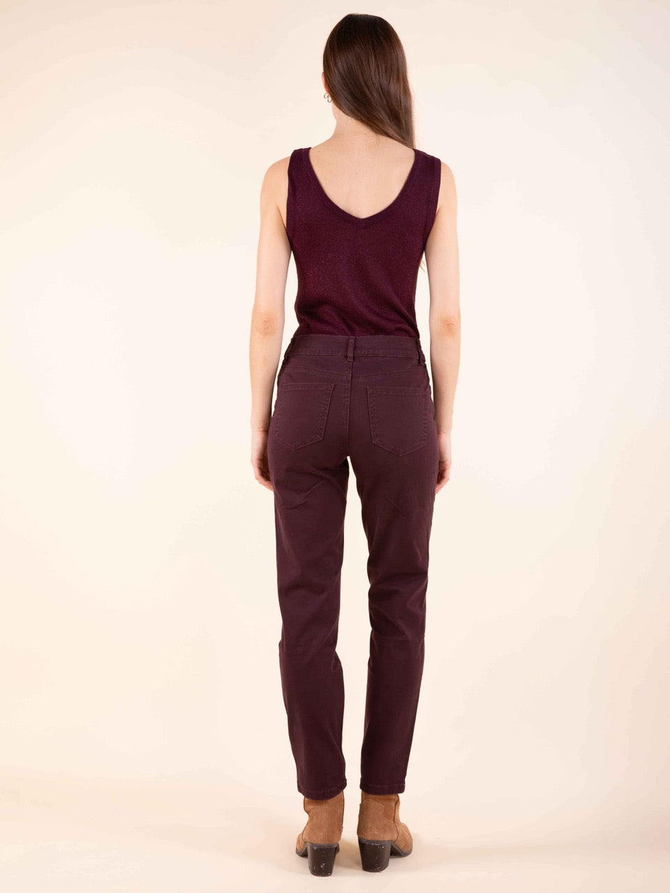 Gerade Hose in Aubergine