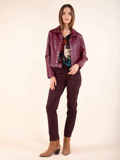 Gerade Hose in Aubergine