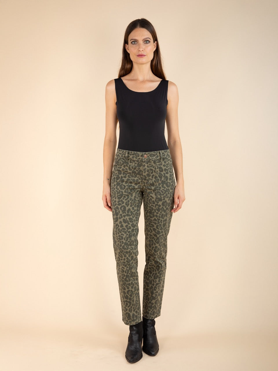 Gerade Hose mit Leopardenmuster