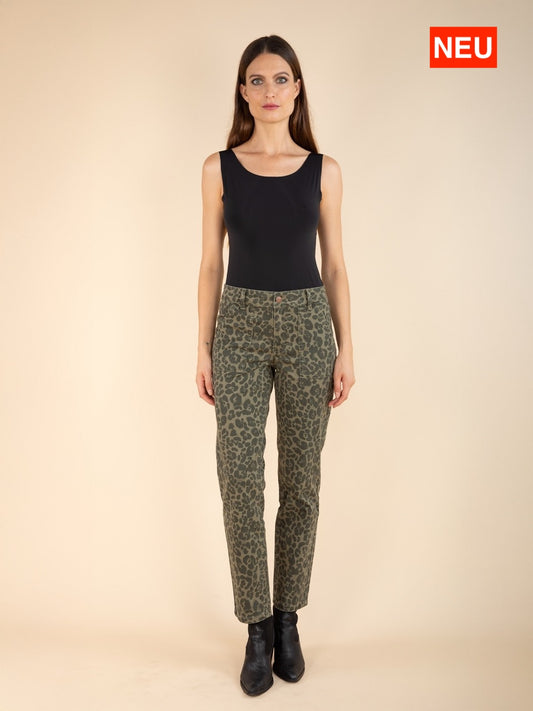 Gerade Hose mit Leopardenmuster
