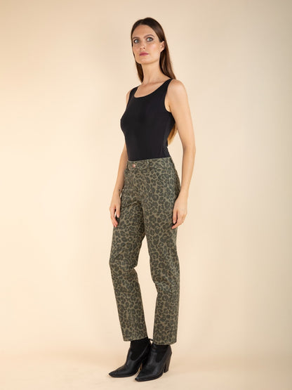 Gerade Hose mit Leopardenmuster