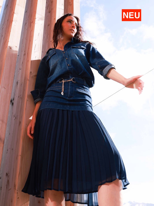 Rock aus Jeansstoff und Voile