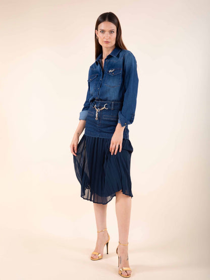 Rock aus Jeansstoff und Voile