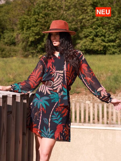 Bedrucktes Kleid mit Gürtel