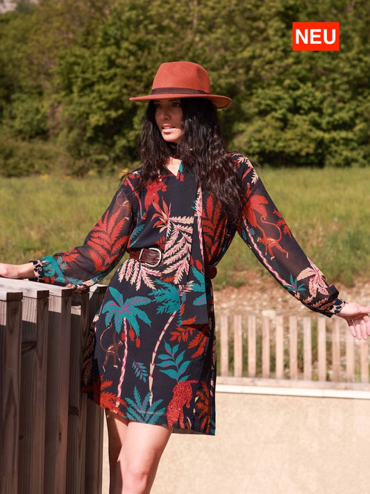 Bedrucktes Kleid mit Gürtel