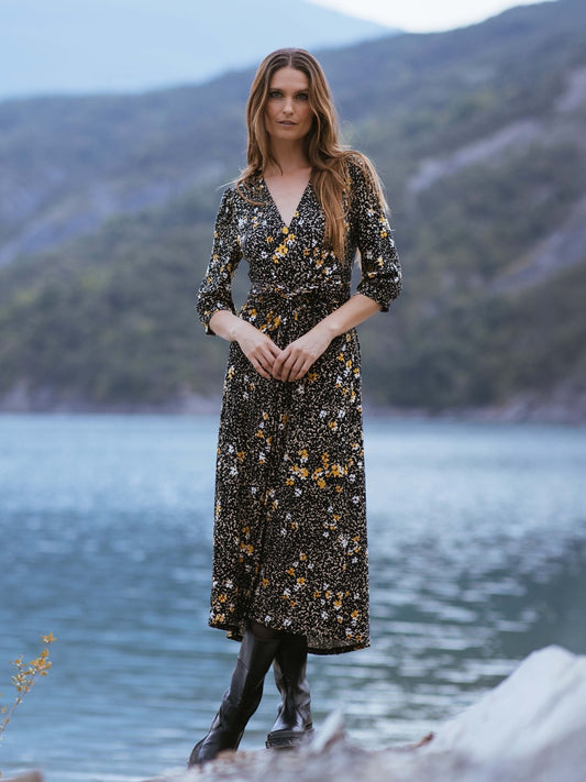 Langes Jerseykleid mit Print