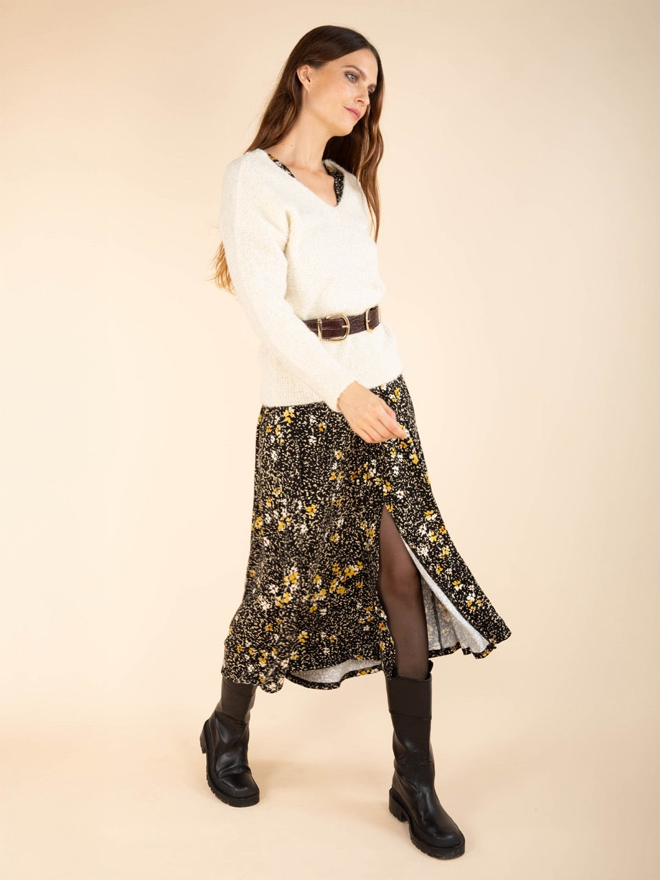 Langes Jerseykleid mit Print