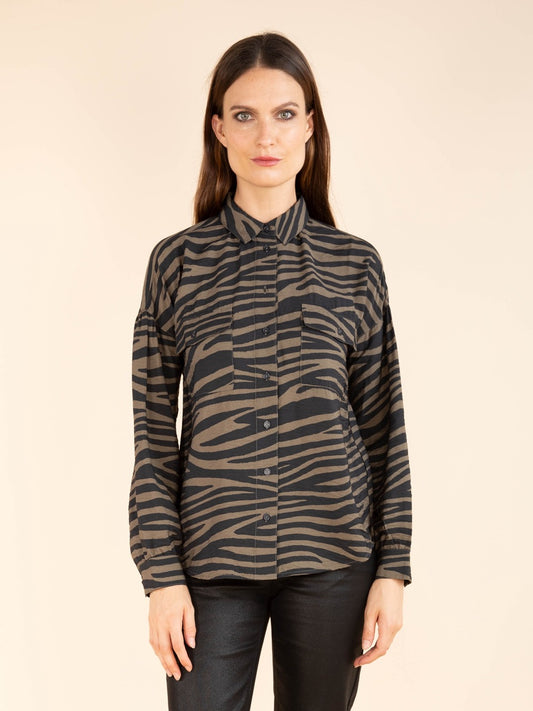 Bluse mit Zebradruck in Tinte