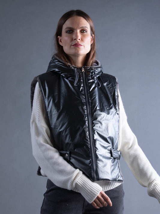 Wende-Daunenjacke mit Kapuze