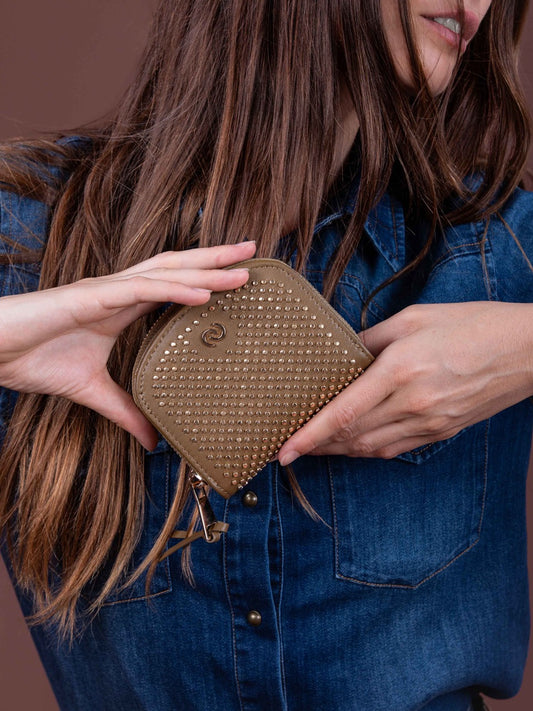 Geldbörse mit Nieten ROMEO in Braun