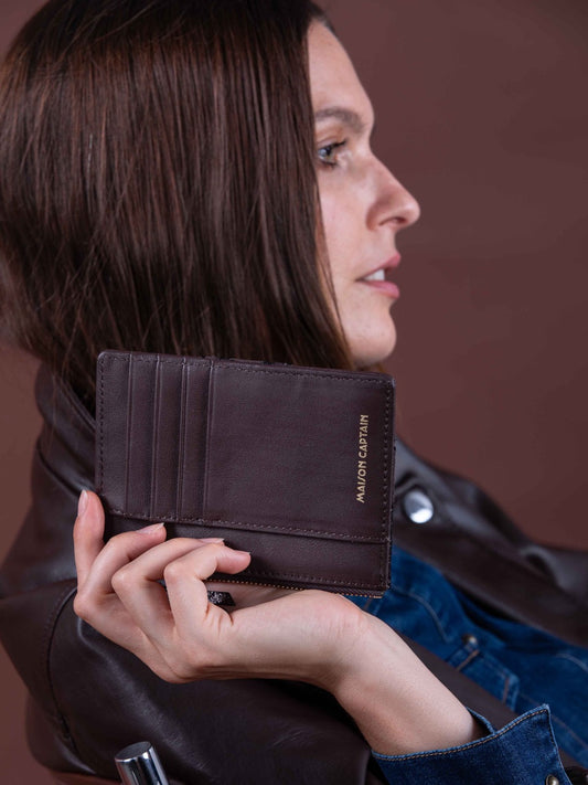 Kleine Geldbörse ROMAIN in Chocolat