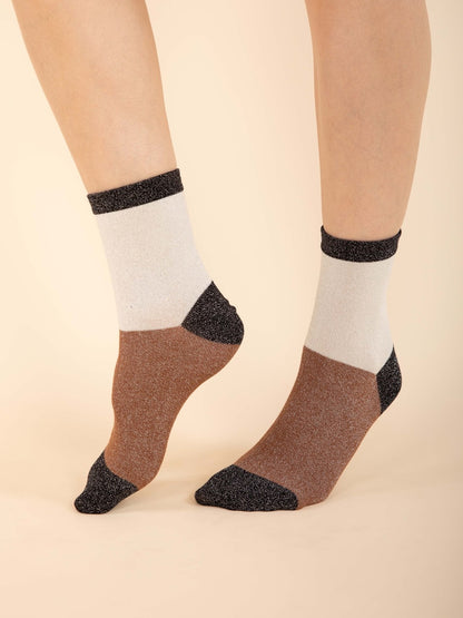 3er-Pack Lurex-Socken in Terracotta