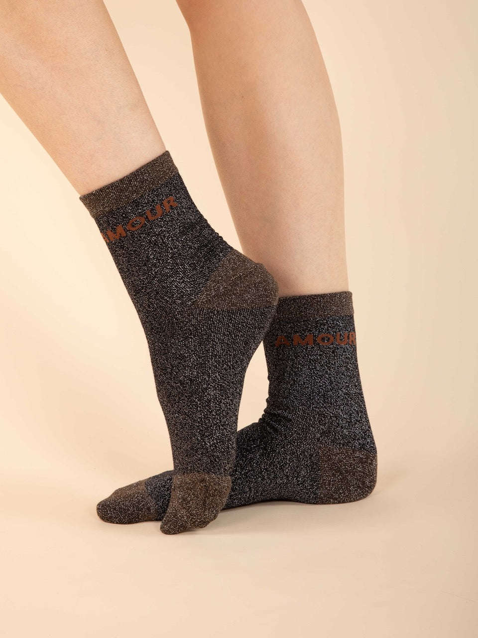 3er-Pack Lurex-Socken in Schwarz