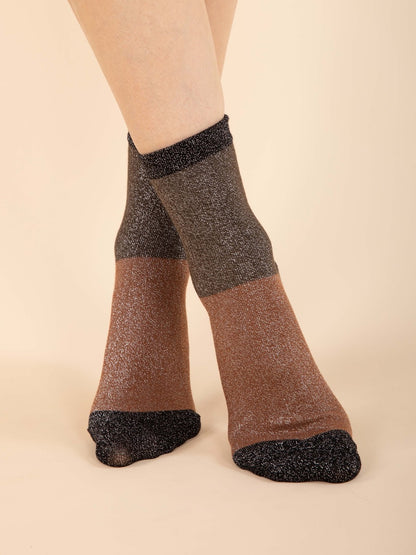 3er-Pack Lurex-Socken in Schwarz