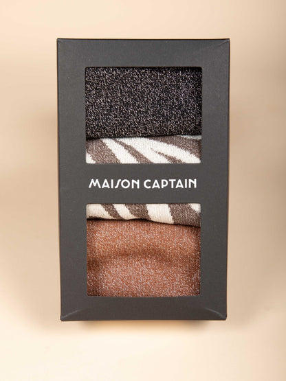 3er-Pack Lurex-Socken in Schwarz