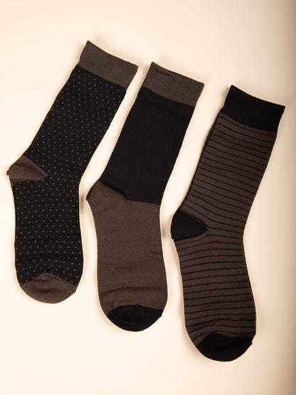 3er-Pack Jacquard-Socken in Kaki