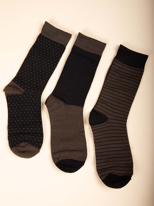 3er-Pack Jacquard-Socken in Kaki