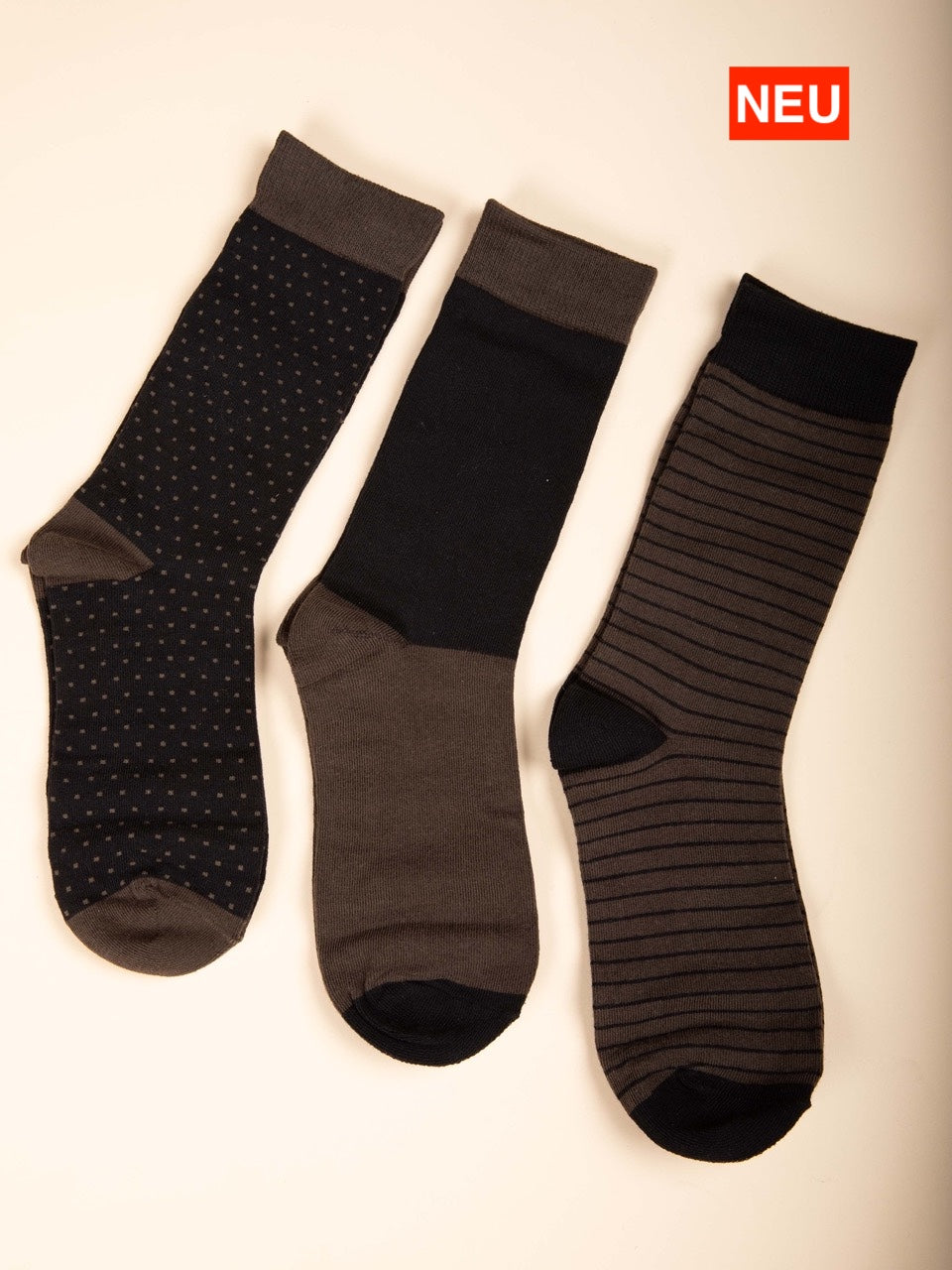 3er-Pack Jacquard-Socken in Kaki