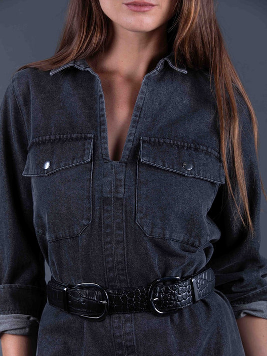 Gürtel in Krokodilleder-Optik MAEL in Schwarz