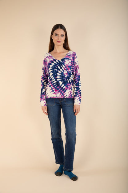 Pulli Tie-Dye in Indigo/Violett