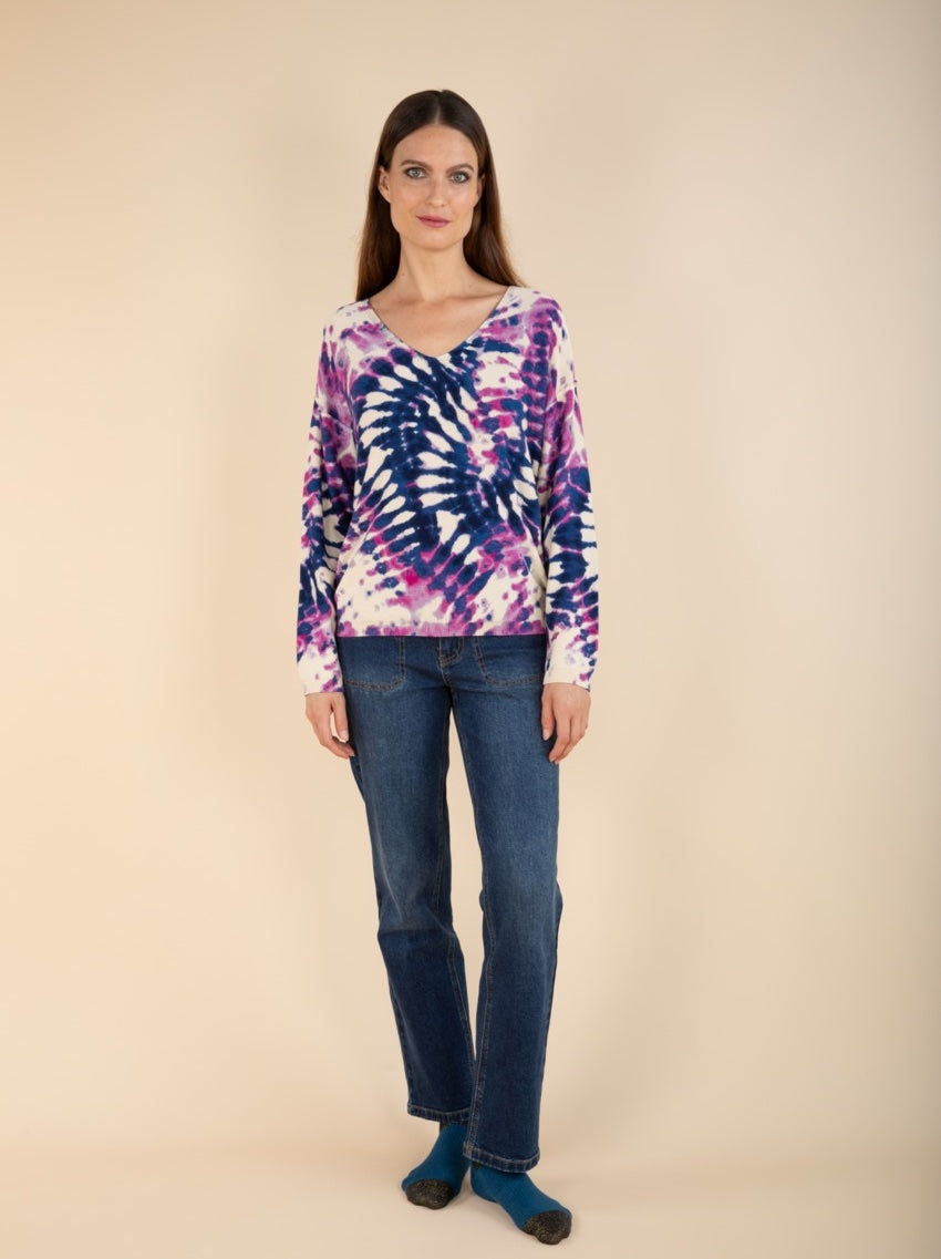 Pulli Tie-Dye in Indigo/Violett