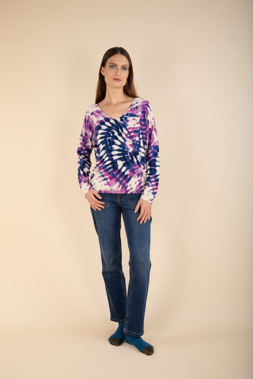 Pulli Tie-Dye in Indigo/Violett