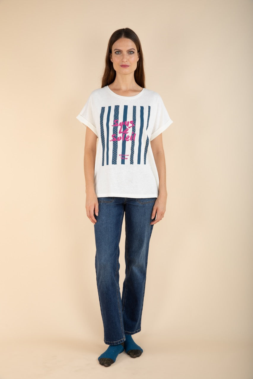 T-Shirt Sous le Soleil in Indigo/Violett