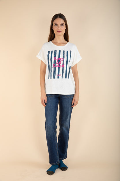T-Shirt Sous le Soleil in Indigo/Violett