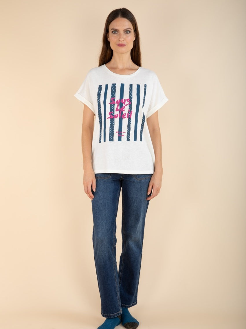 T-Shirt Sous le Soleil in Indigo/Violett