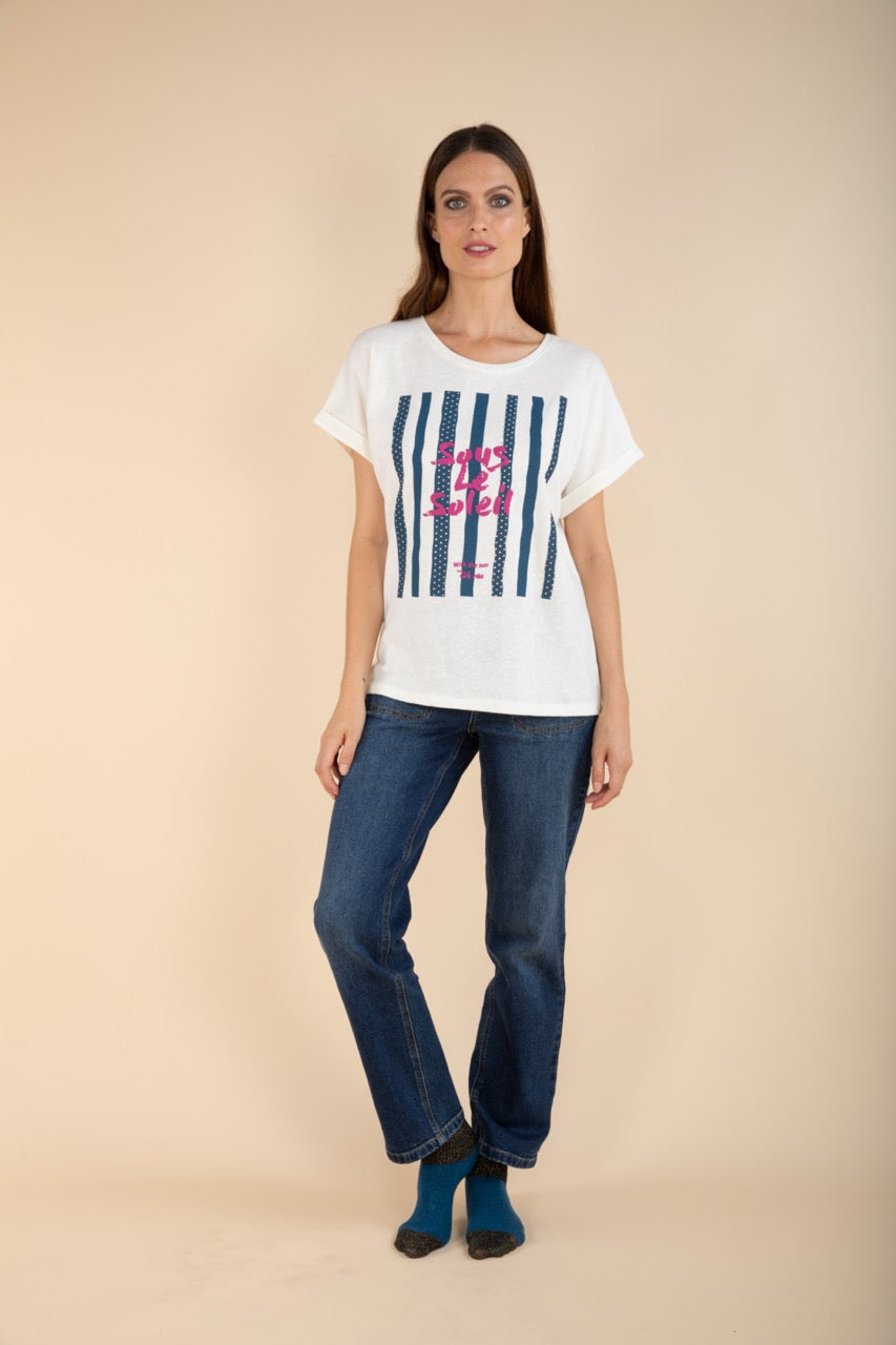 T-Shirt Sous le Soleil in Indigo/Violett