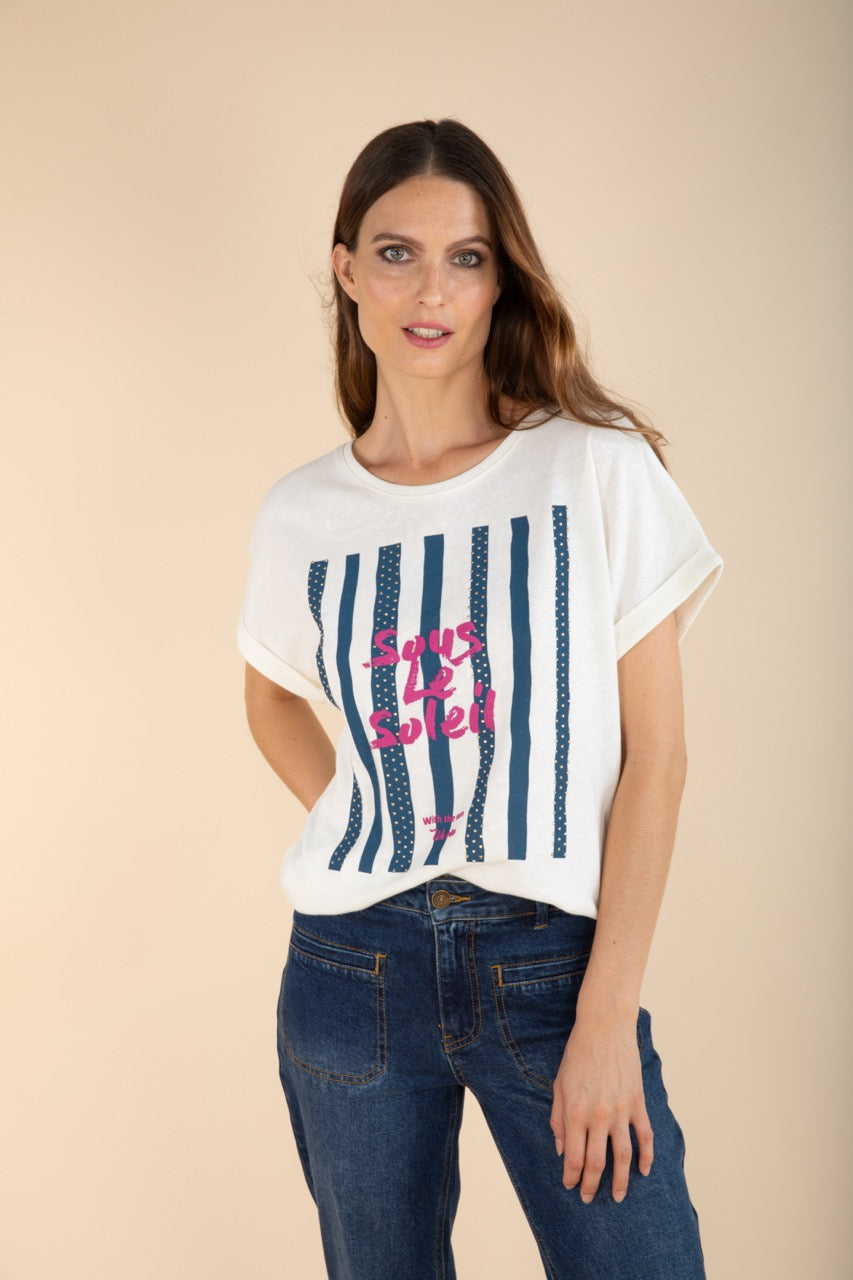 T-Shirt Sous le Soleil in Indigo/Violett