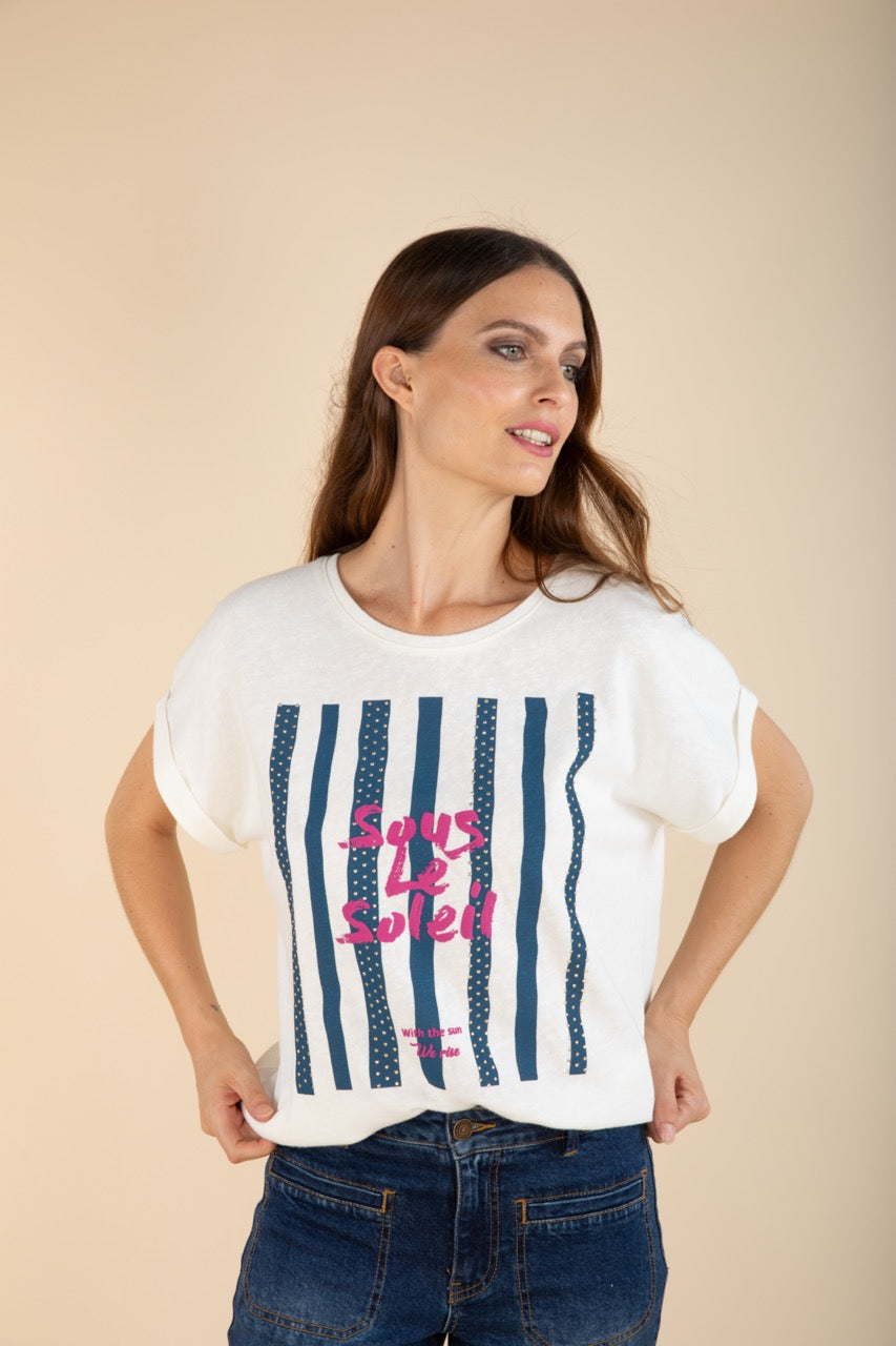 T-Shirt Sous le Soleil in Indigo/Violett