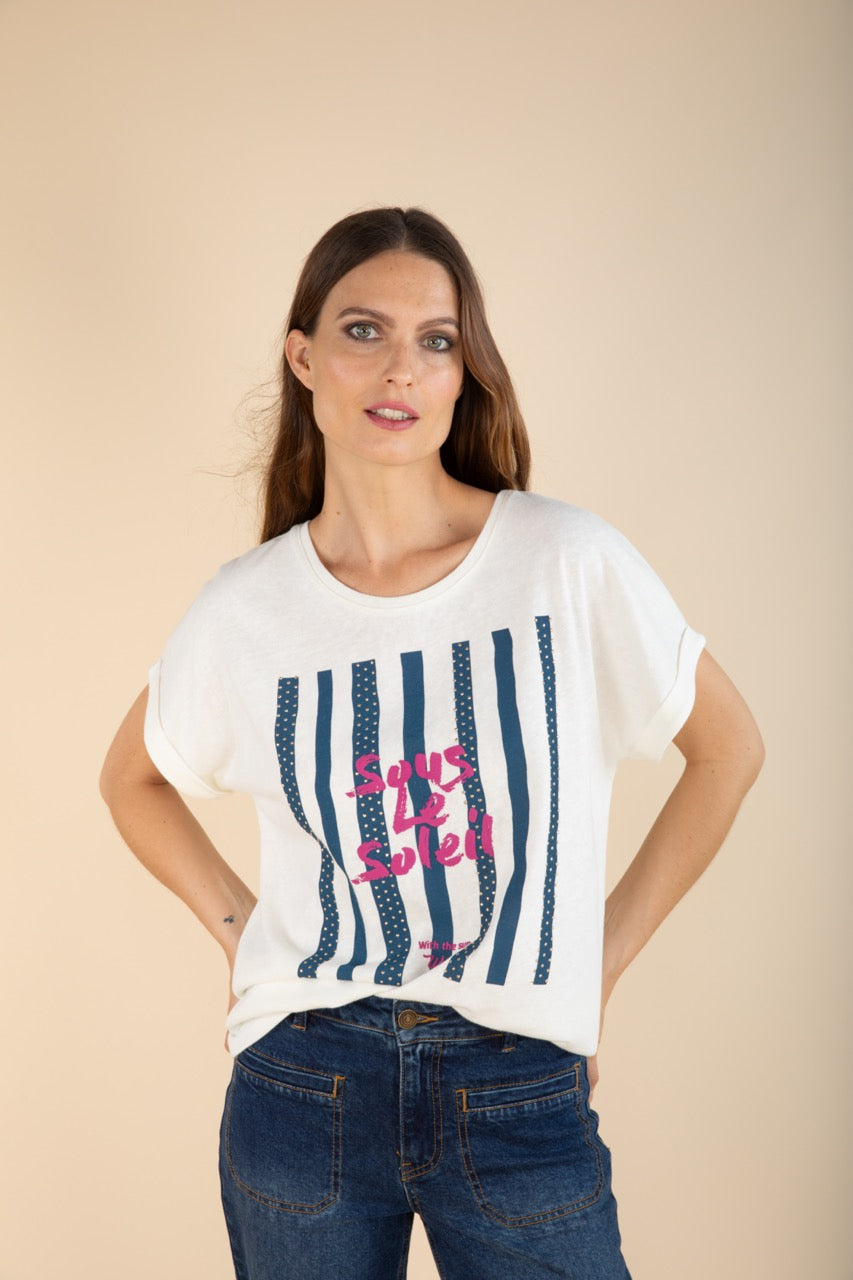 T-Shirt Sous le Soleil in Indigo/Violett