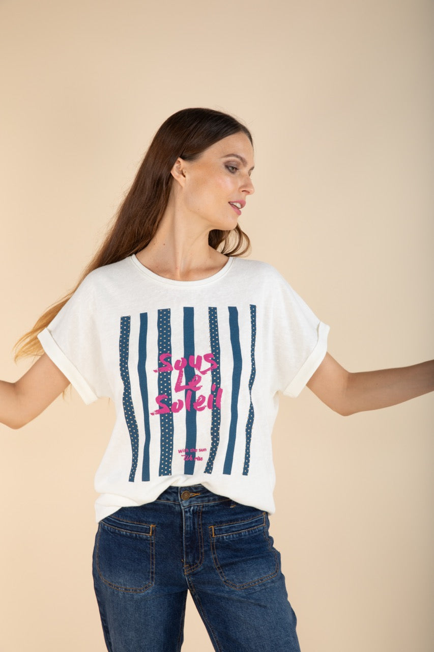 T-Shirt Sous le Soleil in Indigo/Violett
