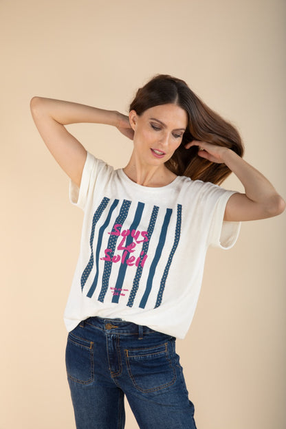 T-Shirt Sous le Soleil in Indigo/Violett