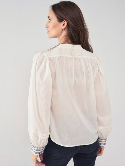 Bluse mit bestickten Ärmelbündchen