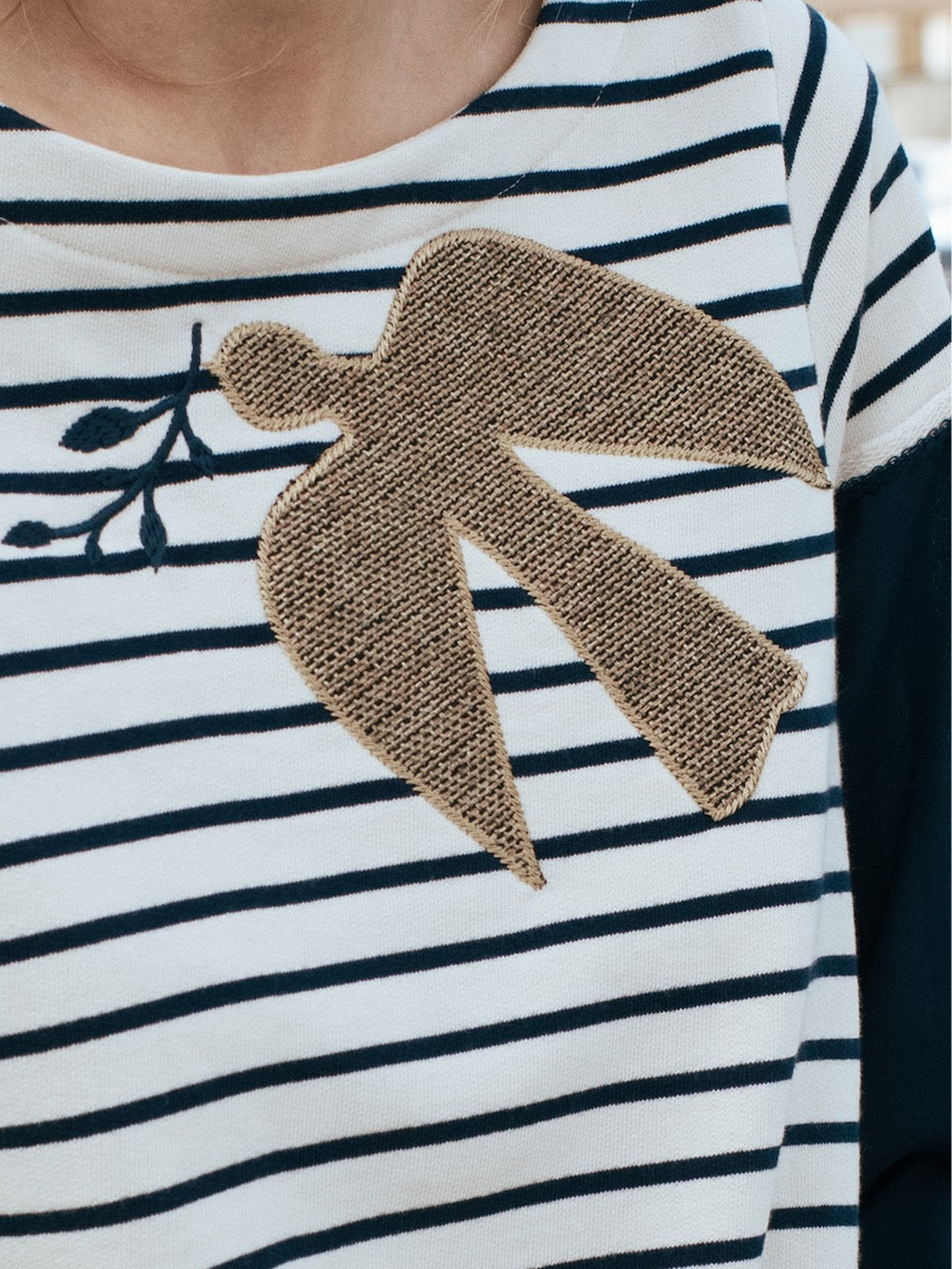 Marinière-Sweatshirt mit Plissee-Rücken