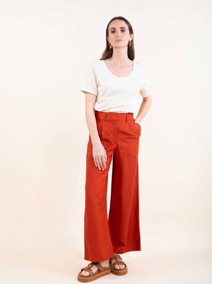Hose aus Halbleinen in Paprika