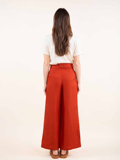 Hose aus Halbleinen in Paprika