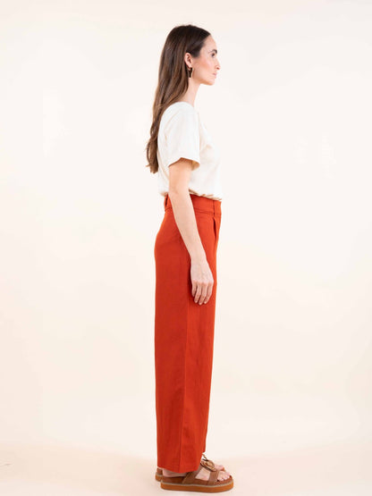 Hose aus Halbleinen in Paprika
