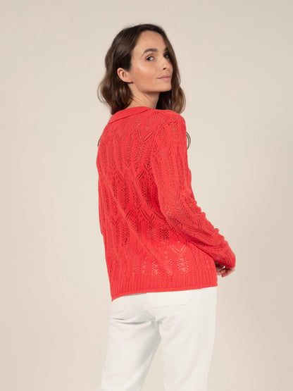 Pullover mit Polokragen in Rosa