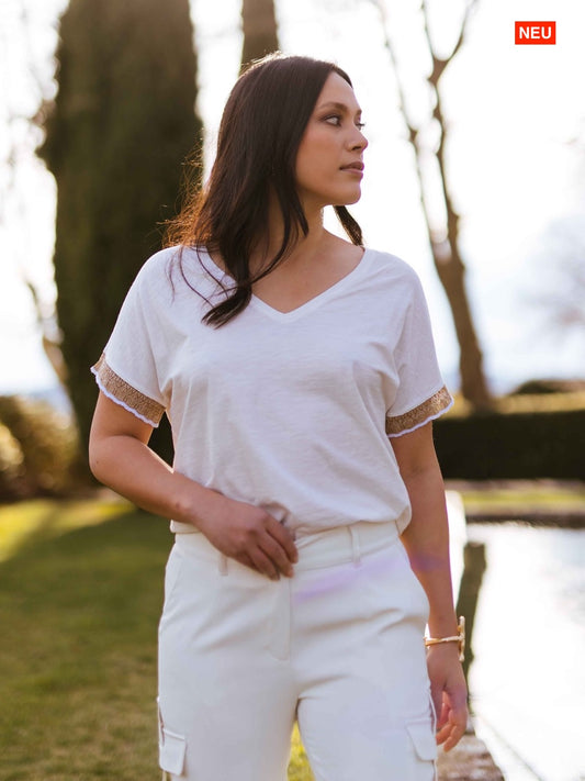 Verziertes T-Shirt in Weiß