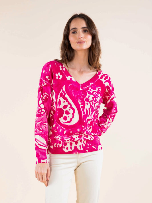 Pullover mit Bandana-Print in Rosa