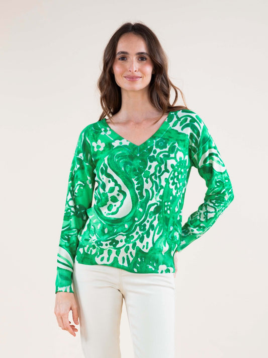 Pullover mit Bandana-Print in Grün