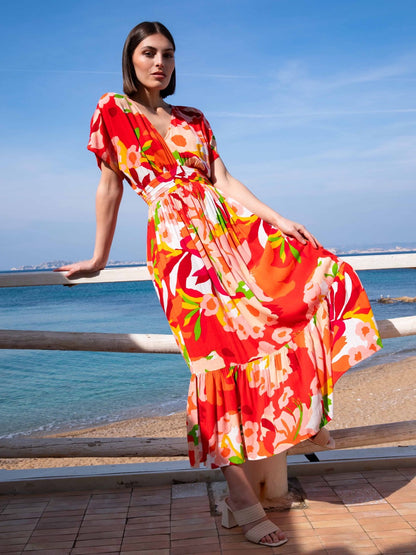 Langes Kleid mit Blumenprint