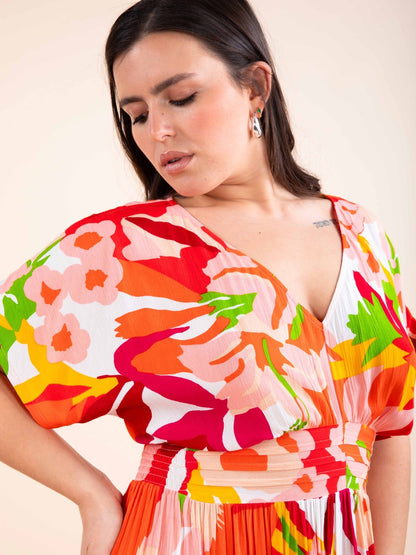 Langes Kleid mit Blumenprint