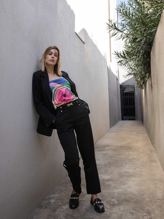 Fließende Hose mit Bundfalten